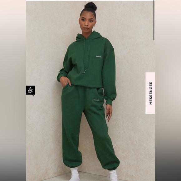 House of CB Cloud GREEN BRUSHBACK JOGGING TROUSERS - Picture 1 of 11